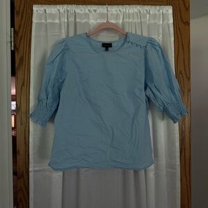 Who What Wear Sky Blue Blouse with Puff Sleeves
